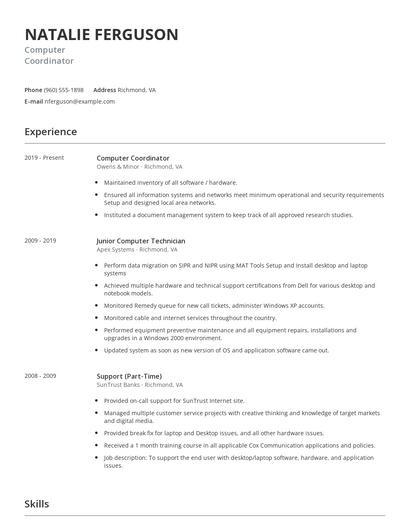 Computer Coordinator Resume