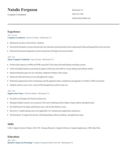 Computer Coordinator Resume