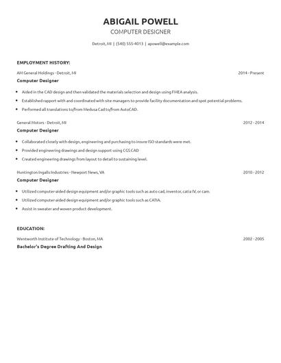 Computer Designer Resume