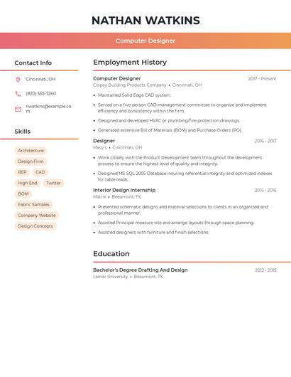 Computer Designer Resume