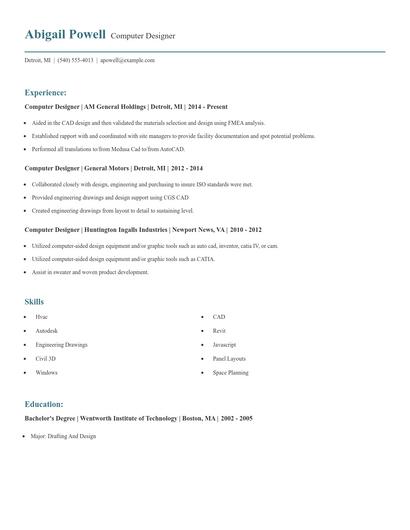 Computer Designer Resume