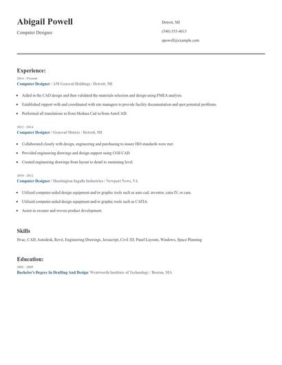 Computer Designer Resume