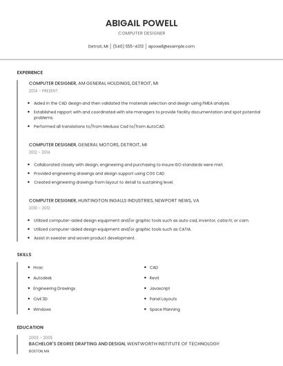 Computer Designer Resume