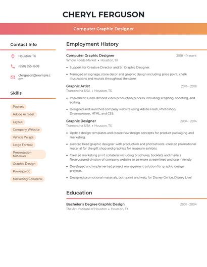 Computer Graphic Designer Resume