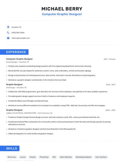 Computer Graphic Designer Resume