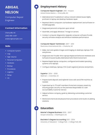 Computer Repair Engineer Resume