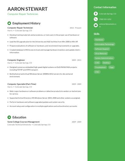 Computer Repair Technician Resume