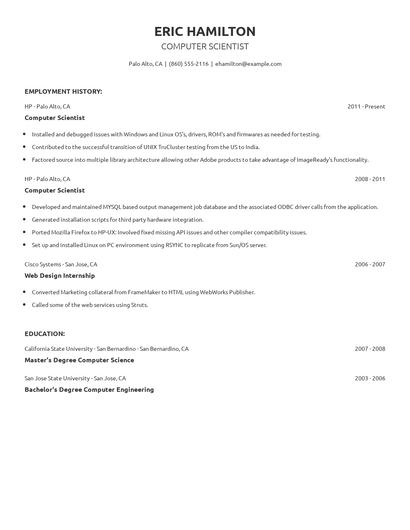 Computer Scientist Resume