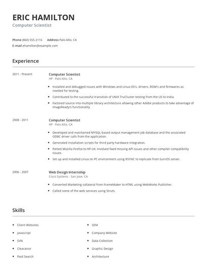 Computer Scientist Resume