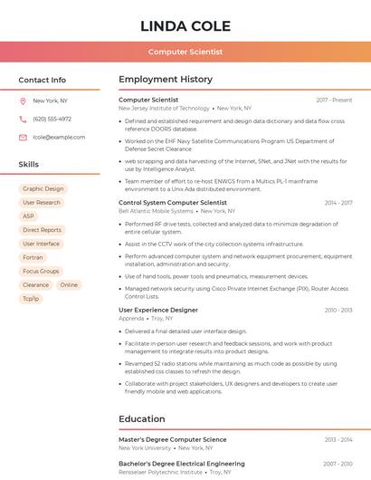 Computer Scientist Resume