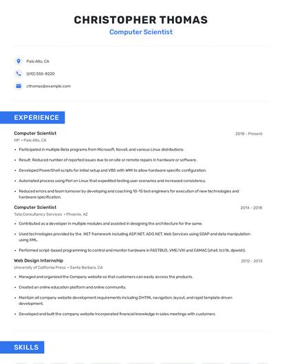 Computer Scientist Resume
