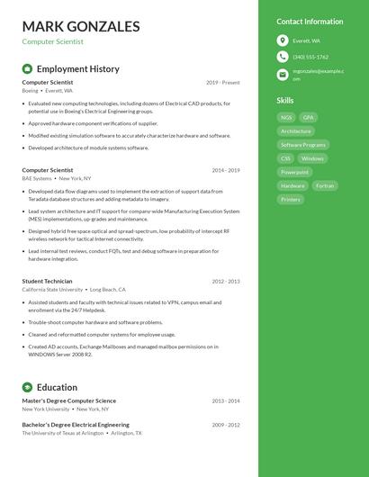 Computer Scientist Resume