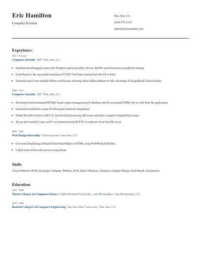 Computer Scientist Resume
