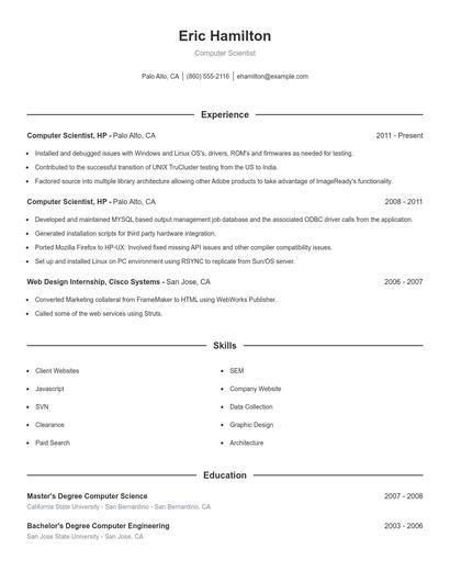 Computer Scientist Resume
