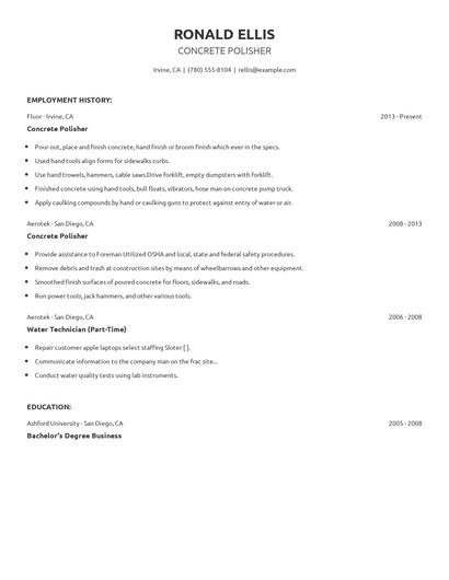 Concrete Polisher Resume