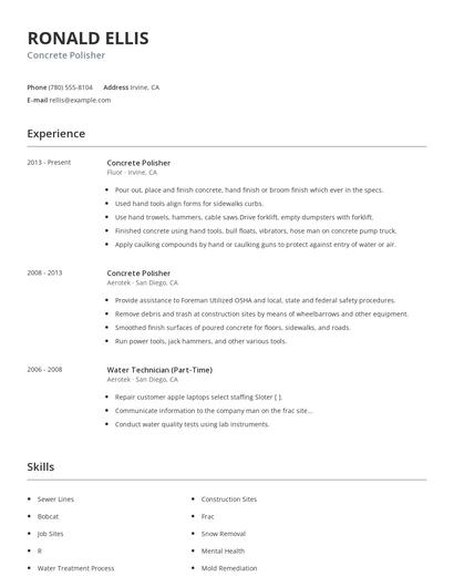 Concrete Polisher Resume