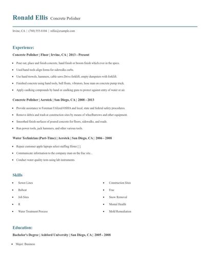 Concrete Polisher Resume