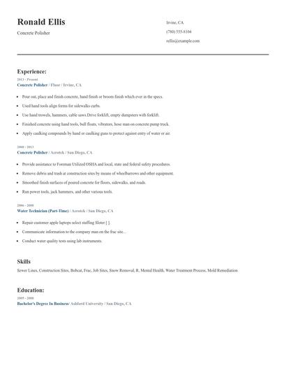Concrete Polisher Resume