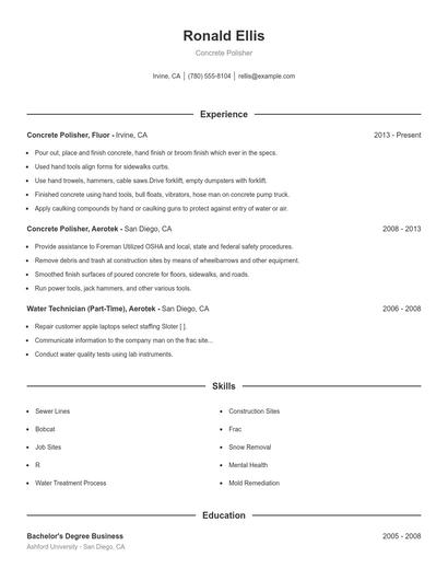 Concrete Polisher Resume