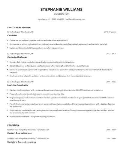 Conductor Resume