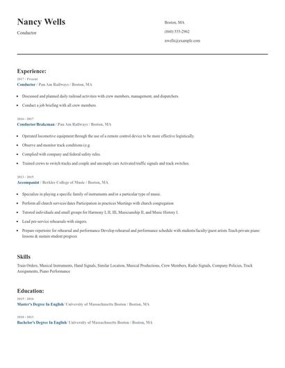 Conductor Resume
