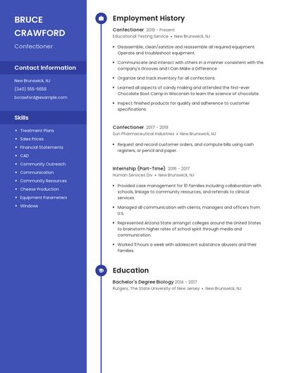 Confectioner Resume