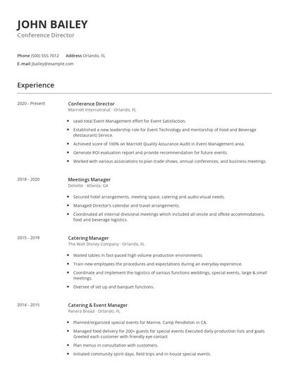 Conference Director Resume
