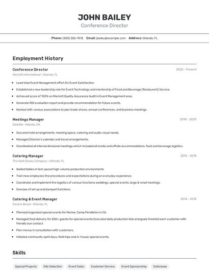 Conference Director Resume