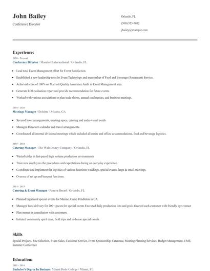 Conference Director Resume