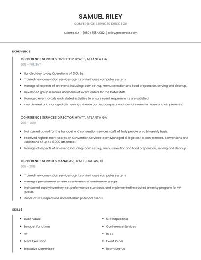 Conference Services Director Resume