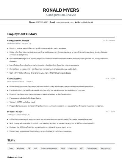 Configuration Analyst Resume