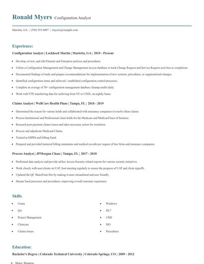 Configuration Analyst Resume