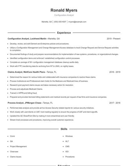 Configuration Analyst Resume