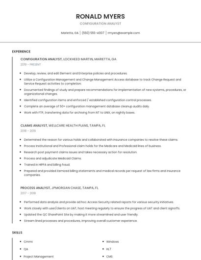 Configuration Analyst Resume