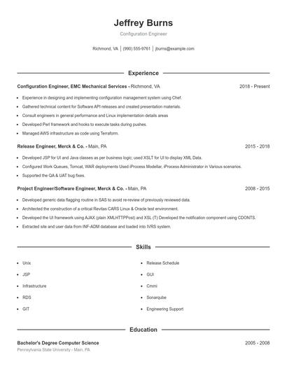Configuration Engineer Resume