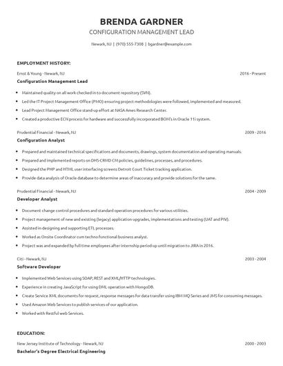 Configuration Management Lead Resume