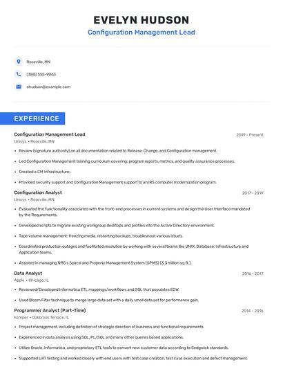 Configuration Management Lead Resume