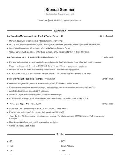 Configuration Management Lead Resume