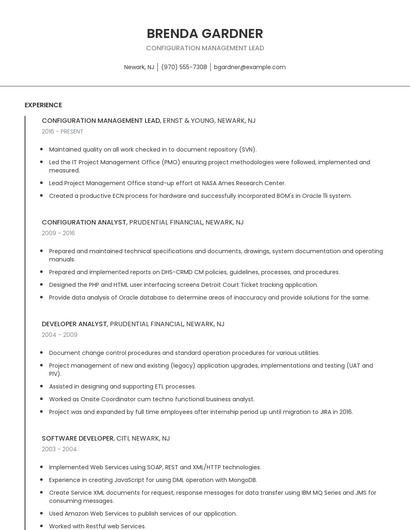 Configuration Management Lead Resume