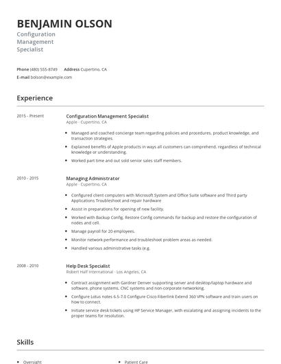 Configuration Management Specialist Resume