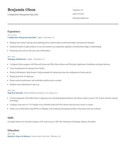 Configuration Management Specialist Resume