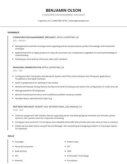 Configuration Management Specialist Resume
