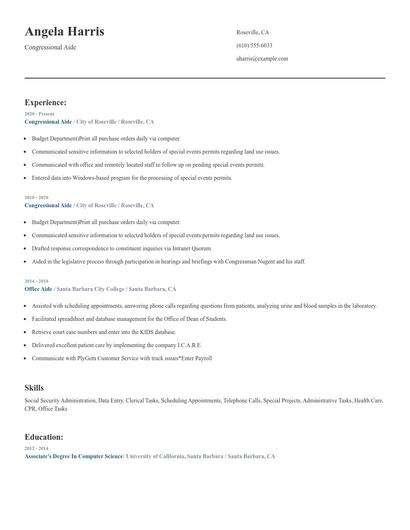 Congressional Aide Resume