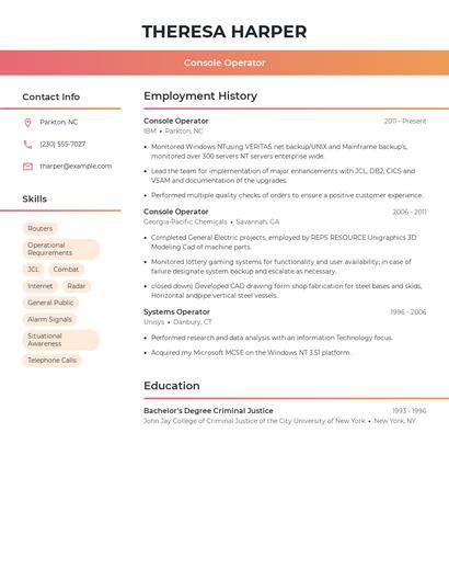 Console Operator Resume