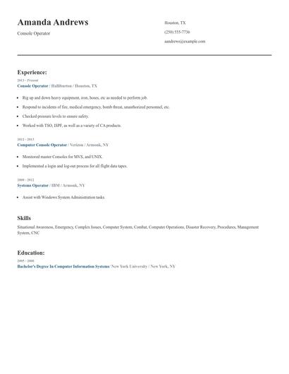 Console Operator Resume
