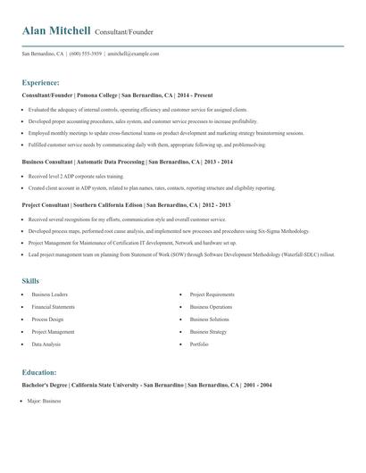 Consultant/Founder Resume