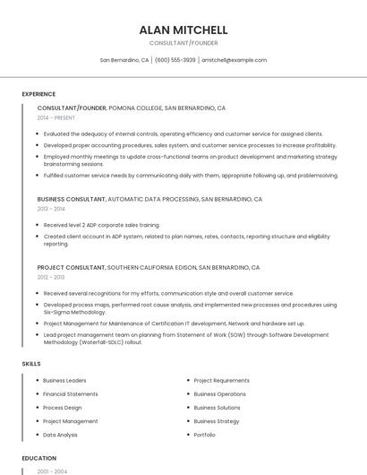 Consultant/Founder Resume