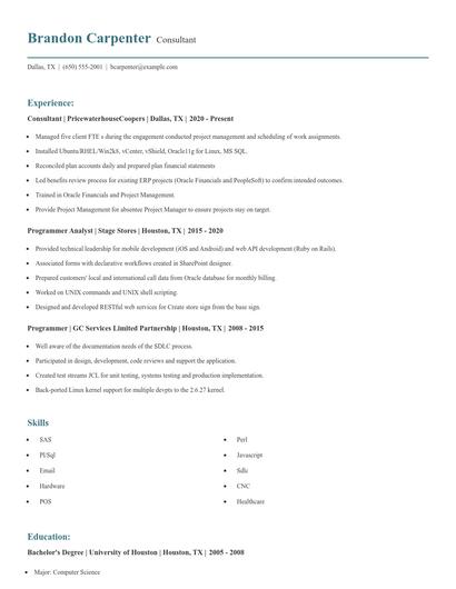 Consultant Resume