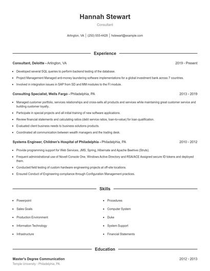 Consultant Resume