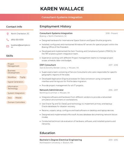 Consultant-Systems Integration Resume